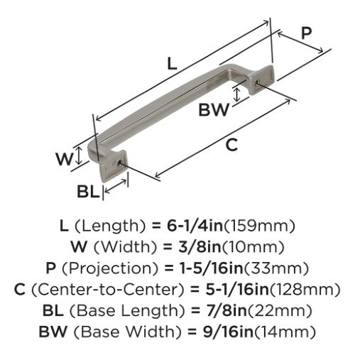 Westerly Zinc Polished Nickel Cabinet Pull 10