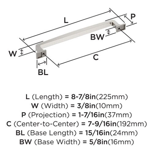 Westerly Zinc Polished Nickel Cabinet Pull 13
