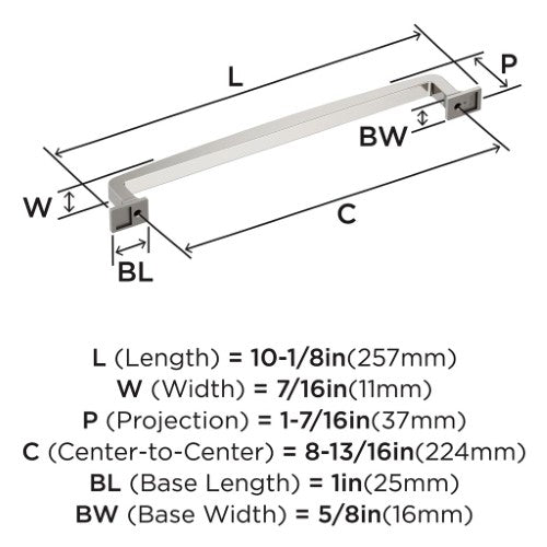 Westerly Zinc Polished Nickel Cabinet Pull 14