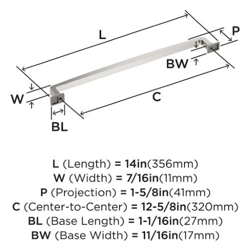 Westerly Zinc Polished Nickel Cabinet Pull 16
