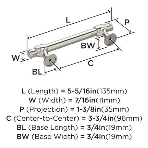 Winsome Zinc Polished Nickel Cabinet Pull 10