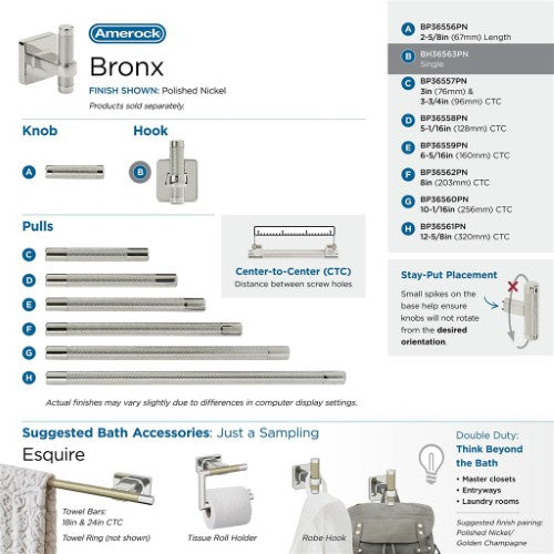 Bronx Zinc & Stainless Steel Polished Nickel Hook 6
