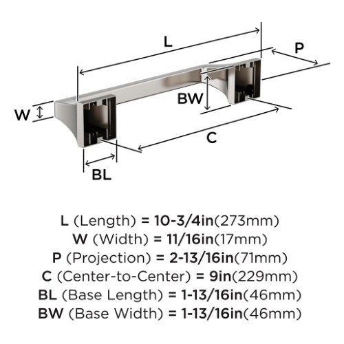 Mulholland Zinc & Stainless Steel Polished Nickel Towel Bar 4