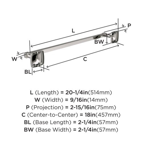 Stature Zinc & Stainless Steel Polished Nickel Towel Bar 5