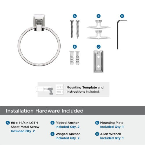 Highland Ridge Zinc & Stainless Steel Polished Nickel Towel Ring 3
