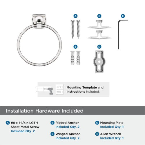 Stature Zinc Polished Nickel Towel Ring 3