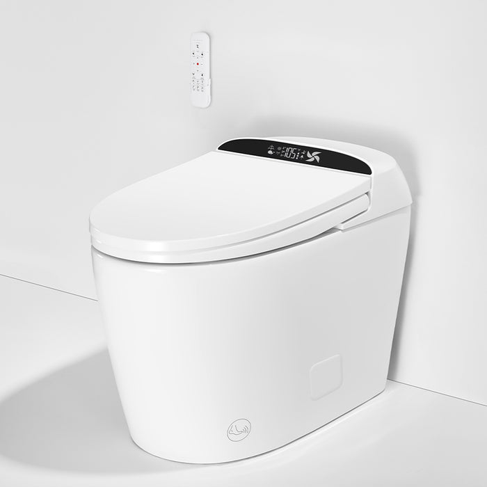 Multi Functional Flush Guard White Smart Toilet 1.28 GPF Jet Siphon Flushing Elongated Toilet - 12" (Seat Included)