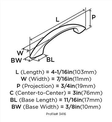 Arc Zinc Polished Brass Cabinet Pull 2