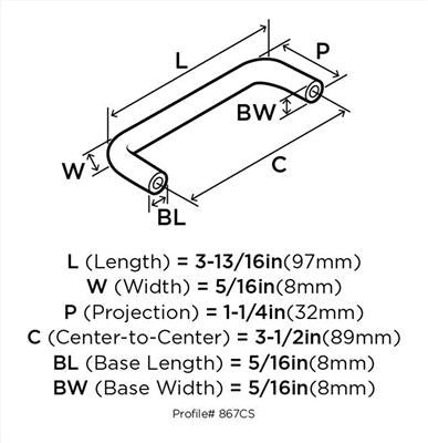 Wire Pulls Carbon Steel Satin Nickel Cabinet Pull 7