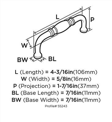 Granby Zinc Polished Nickel Cabinet Pull 6