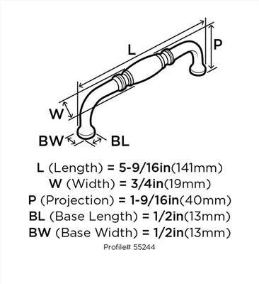 Granby Zinc Polished Nickel Cabinet Pull 7