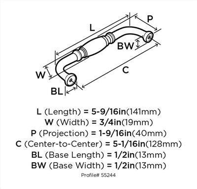 Granby Zinc Polished Nickel Cabinet Pull 11