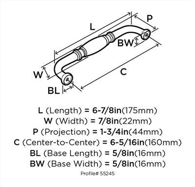 Granby Zinc Polished Nickel Cabinet Pull 12