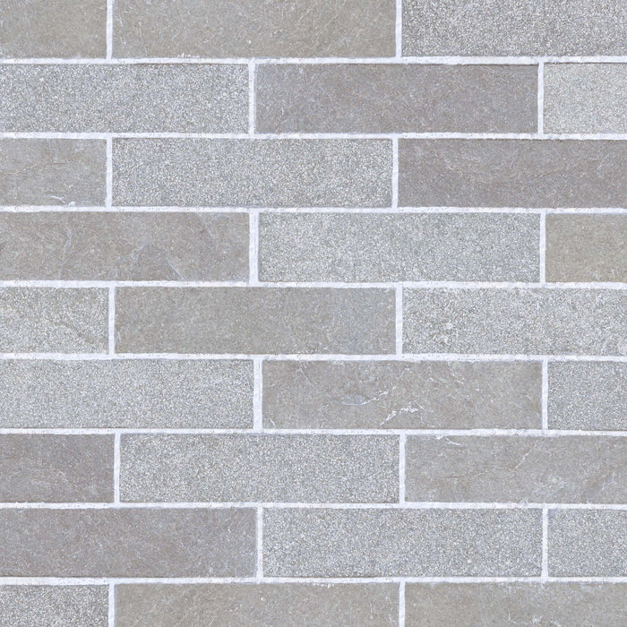 Purbeck Grey Bush Hammered & Distressed Limestone Thin Brick Veneer - 6" x 24"