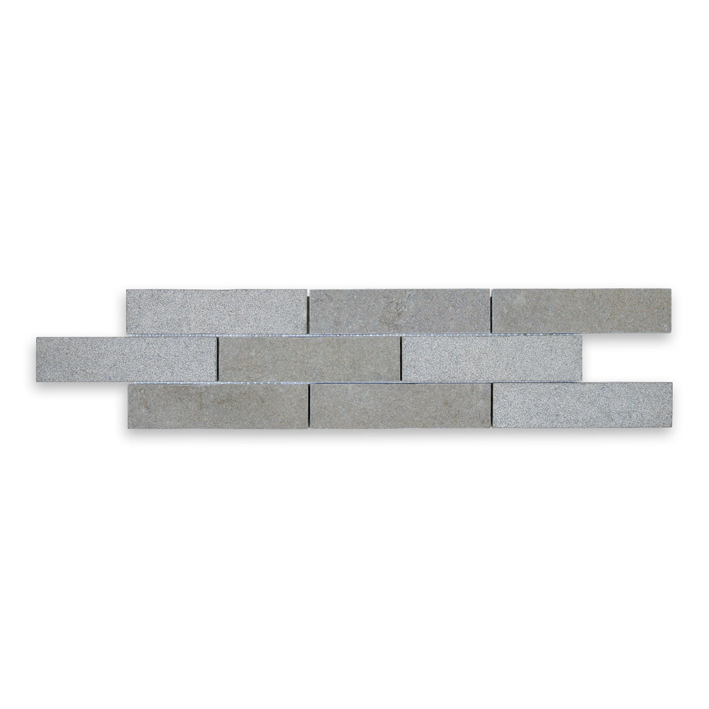 Purbeck Grey Bush Hammered & Distressed Limestone Thin Brick Veneer - 6" x 24" x 3/8"