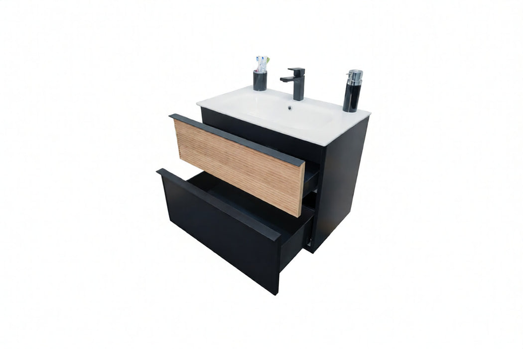 Ravello Wood Natural & Black Bathroom Vanity Natural & Black 3