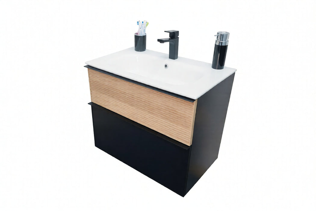 Ravello Wood Natural & Black Bathroom Vanity Natural & Black 4