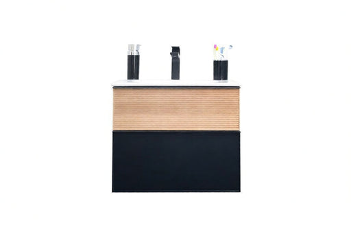 Ravello Wood Natural & Black Bathroom Vanity Natural & Black 1