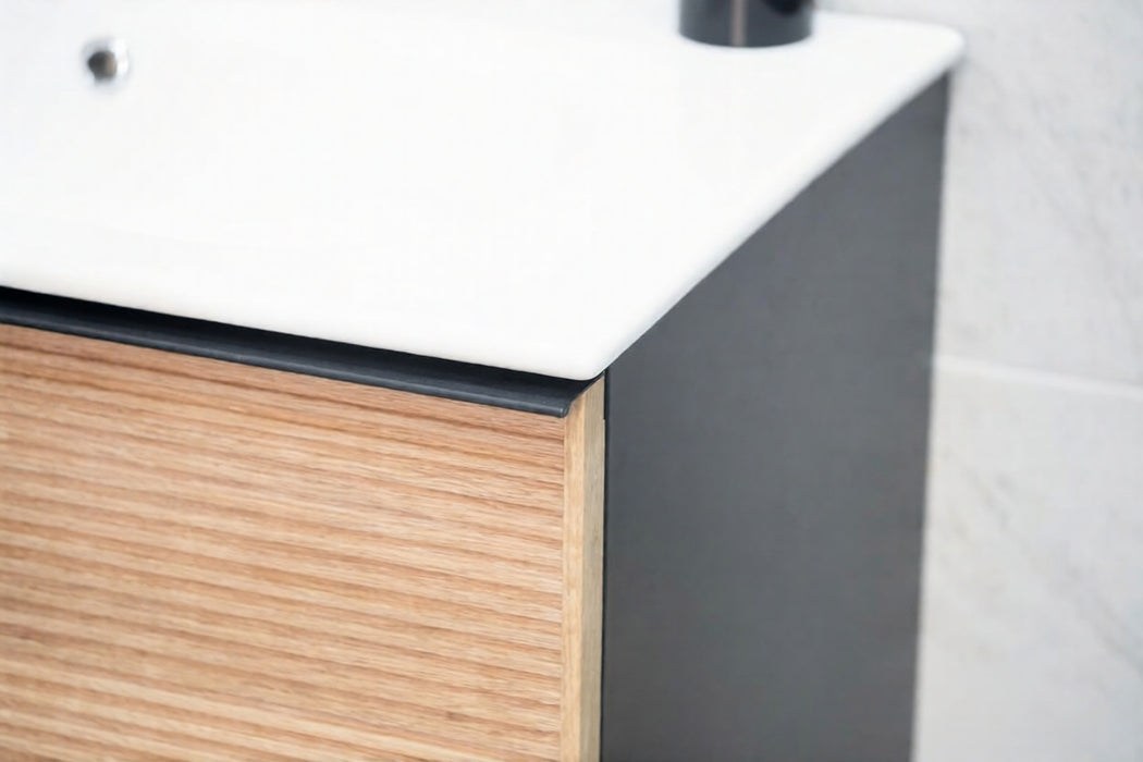 Ravello Wood Natural & Black Bathroom Vanity Natural & Black 5