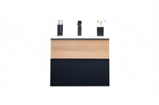 Ravello Wood Natural & Black Bathroom Vanity Natural & Black 1