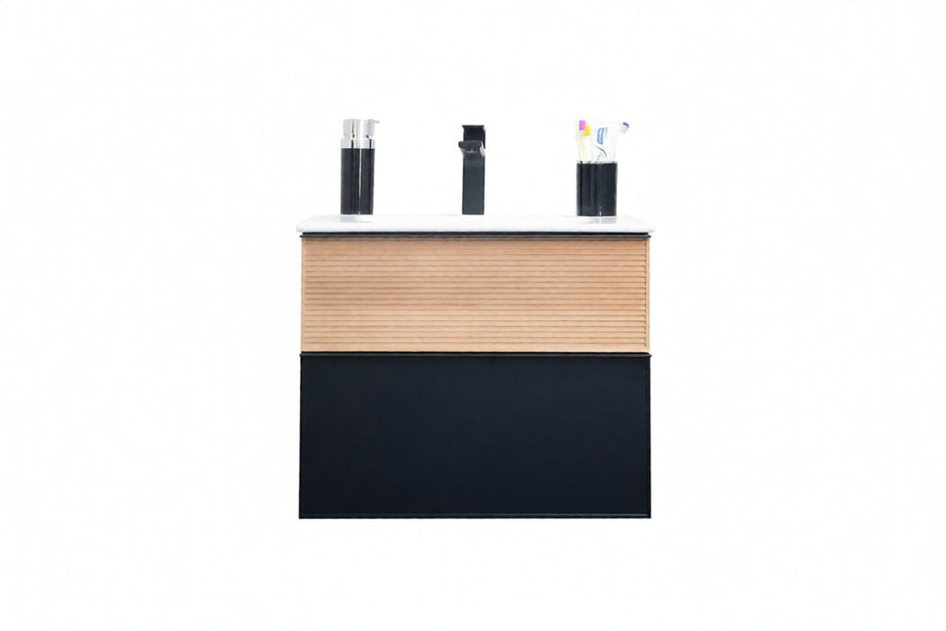 Ravello Wood Natural & Black Bathroom Vanity Natural & Black 1