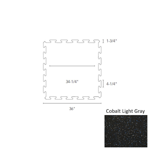 Recoil Rubber Cobalt / Light Gray Fitness Flooring Interlocking Tile Urethane 1