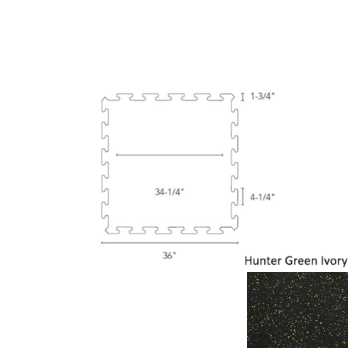 Recoil Rubber Hunter Green / Ivory Fitness Flooring Interlocking Tile Urethane 1
