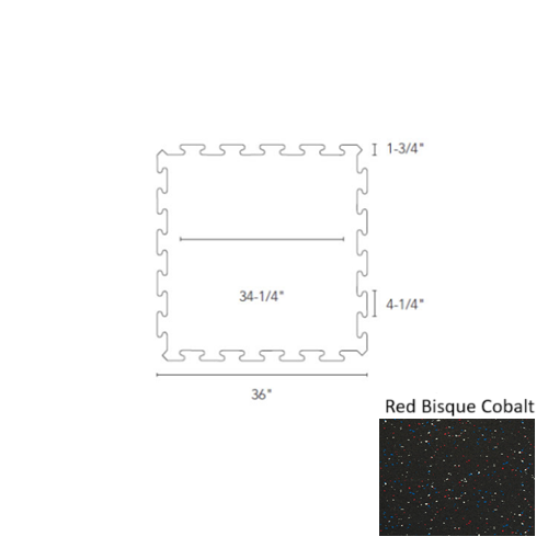 Recoil Rubber Red / Bisque / Cobalt Fitness Flooring Interlocking Tile Urethane 1