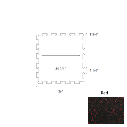 Roppe Recoil 186 Red Rubber Fitness Flooring Interlocking Tile — Stone ...