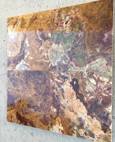 Red Multi Polished Onyx Tile - 12" x 12"
