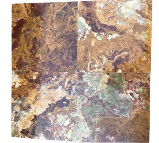 Full Tile Sample - Red Multi Onyx Tile - 12" x 12" x 3/8" Polished