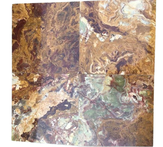 Red Multi Polished Onyx Tile - 12" x 12" x 3/8"