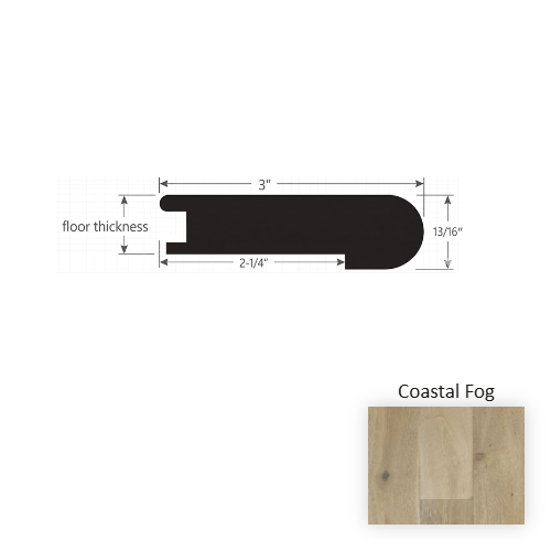 Reserve Coastal Fog Hardwood Moulding / Trim - 3" x 90" Flush Stair Nose