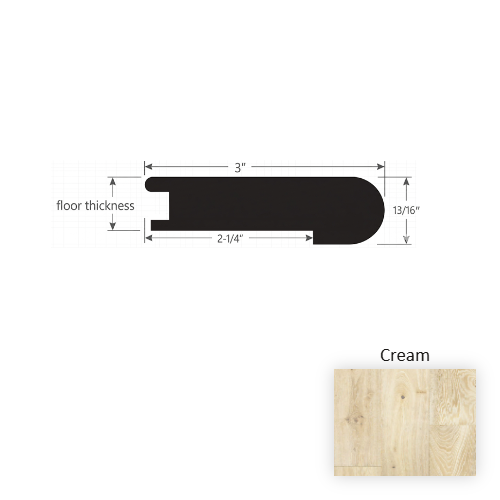 Reserve Cream Hardwood Moulding / Trim - 2" x 90" Flush Stair Nose