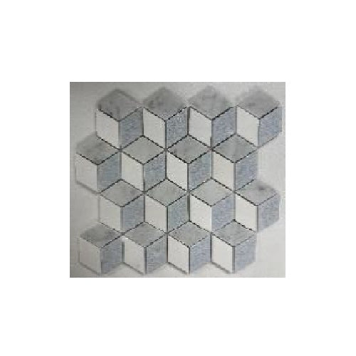 Thassos / White Carrara / Blue Celeste Polished Marble Mosaic - Diamond