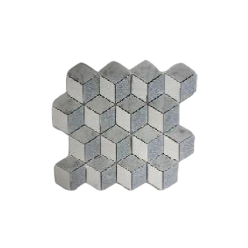 Full Sheet Sample - Thassos / White Carrara / Blue Celeste Diamond Marble Mosaic - 10.43" x 12" x 3/8" Polished