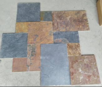 Rich Autumn Natural Cleft Face, Gauged Back Slate Versailles Pattern - Various Sizes