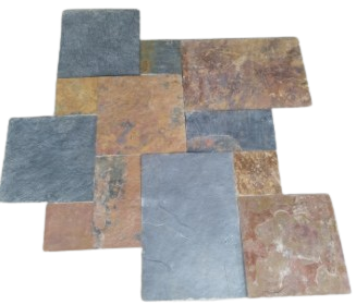 Rich Autumn Natural Cleft Face, Gauged Back Slate Versailles Pattern - Various Sizes x 1/2"