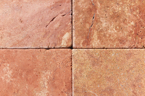 Full Tile Sample - Rojo Travertine Tile - 6" x 6" x 3/8" Tumbled