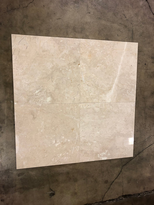 Sandy Beige Polished Marble Tile - 12" x 12"