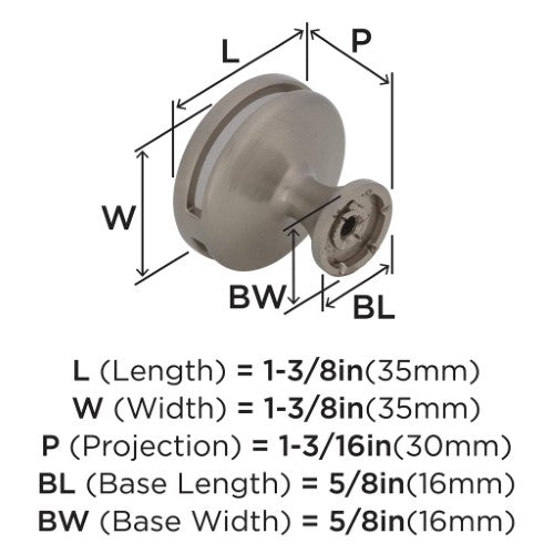 Oberon Zinc & Acrylic Satin Nickel / Frosted Acrylic Cabinet Knob 2