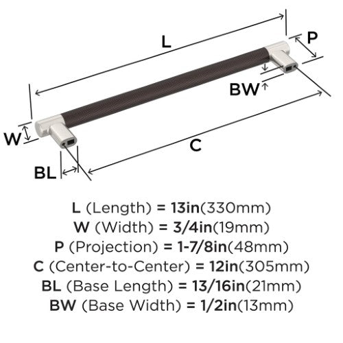 Esquire Zinc & Stainless Steel Satin Nickel / Oil Rubbed Bronze Appliance Pull 4