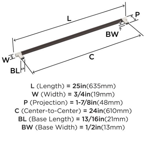 Esquire Zinc & Stainless Steel Satin Nickel / Oil Rubbed Bronze Appliance Pull 6
