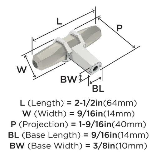 London Zinc Satin Nickel / Polished Chrome Cabinet Knob 2