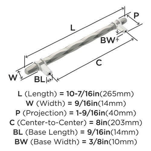 London Zinc Satin Nickel / Polished Chrome Cabinet Pull 6
