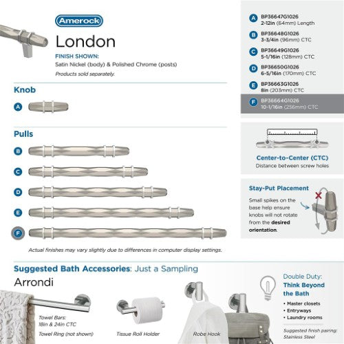 London Zinc Satin Nickel / Polished Chrome Cabinet Pull 23