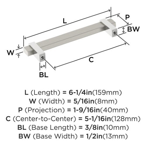 Mulino Zinc Satin Nickel / Polished Chrome Cabinet Pull 10