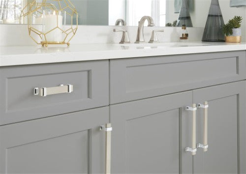 Overton Zinc & Aluminum Satin Nickel / Polished Chrome Cabinet Pull 7