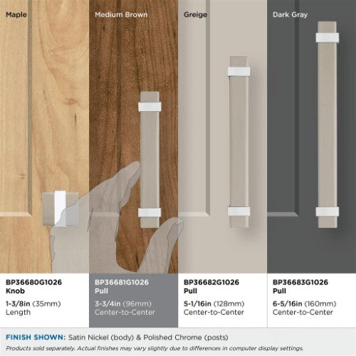 Overton Zinc & Aluminum Satin Nickel / Polished Chrome Cabinet Pull 9