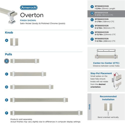 Overton Zinc & Aluminum Satin Nickel / Polished Chrome Cabinet Pull 11